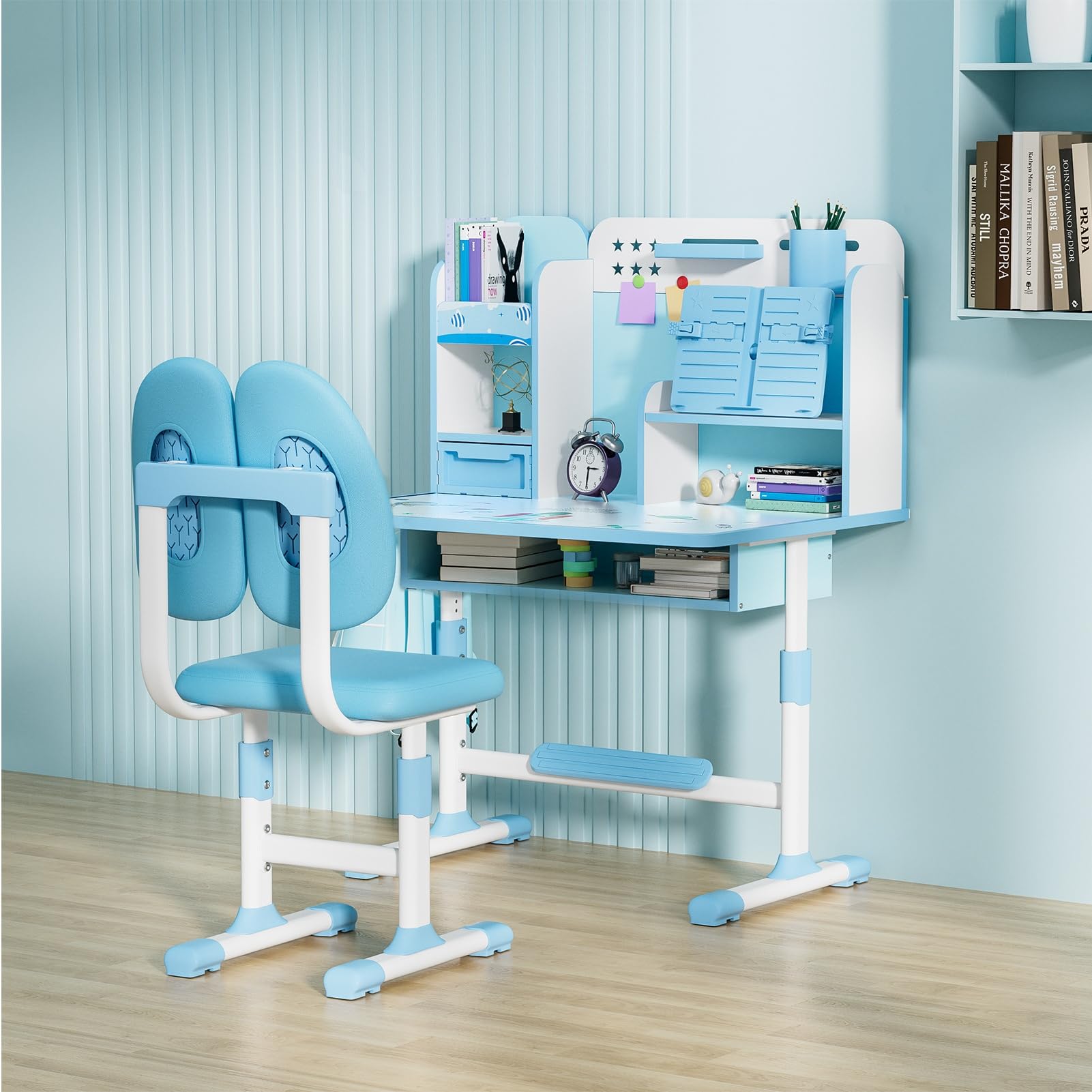 Adjustable Kids Desk & Chair Set with Storage - Study & Art for Bedroom