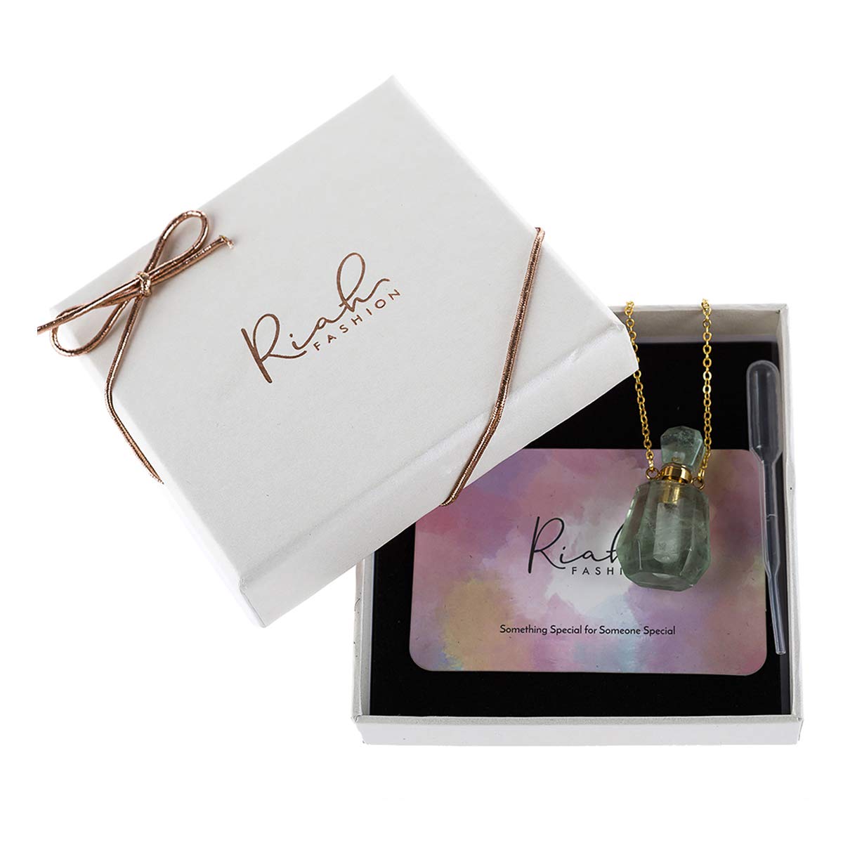 Gemstone Crystal Perfume Bottle Necklace - Aromatherapy Essential Oil Diffuser Pendant for Women, Travel Fragrance Locket Jewelry Gift for Her | Perfect for Yoga, Meditation, Dating & Daily Wear