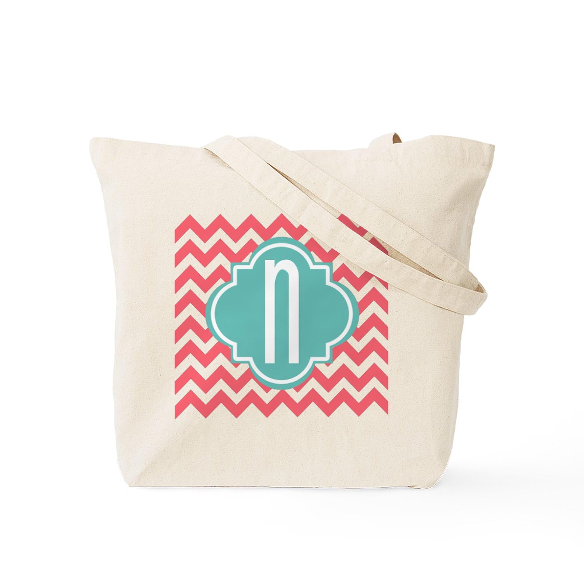 Letter N Zigzag Stripes Monogram Tote Bag - Natural Canvas Reusable Shopping Bag for Women & Men - Perfect for Groceries, Beach, Work & Travel