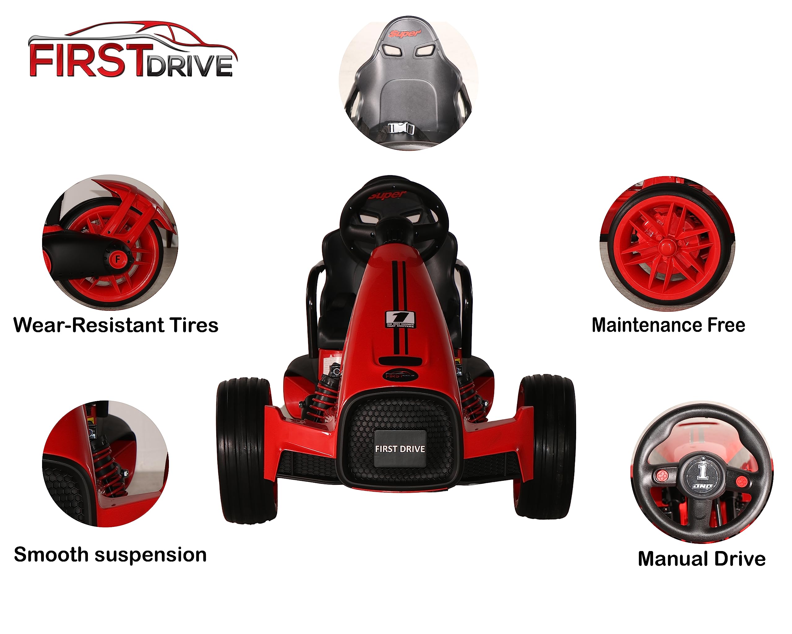 Electric Go Kart for Kids - 12V Ride On Car with Parent Remote Control - Battery Powered Toy Vehicle for Boys & Girls (Red) - Perfect for Outdoor Play, Backyard Fun & Birthday Gifts
