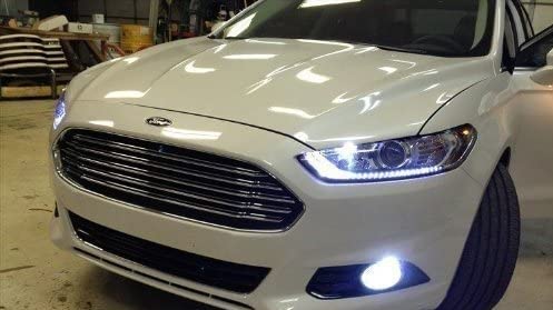 White LED Halo Fog Lights Driving Light Kit with Harness & Switch for 2013-2016 Ford Fusion - Upgrade Car Lighting for Night Driving & Off-Road Adventures