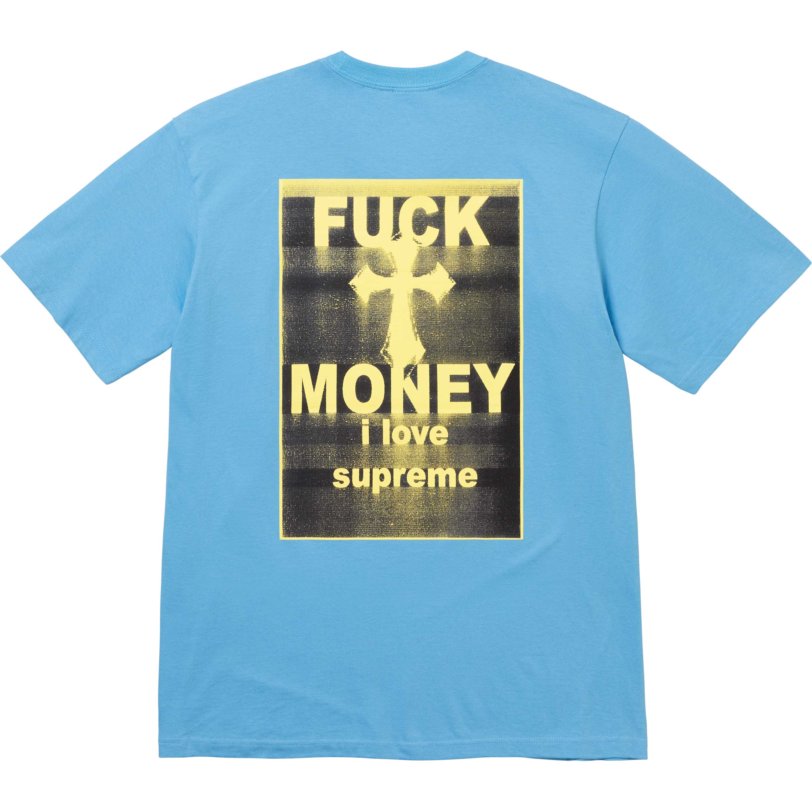 Supreme Fuck Money T-Shirt - Blue Cotton Streetwear Tee for Men | Casual Outfit, Hip Hop Fashion, Urban Street Style