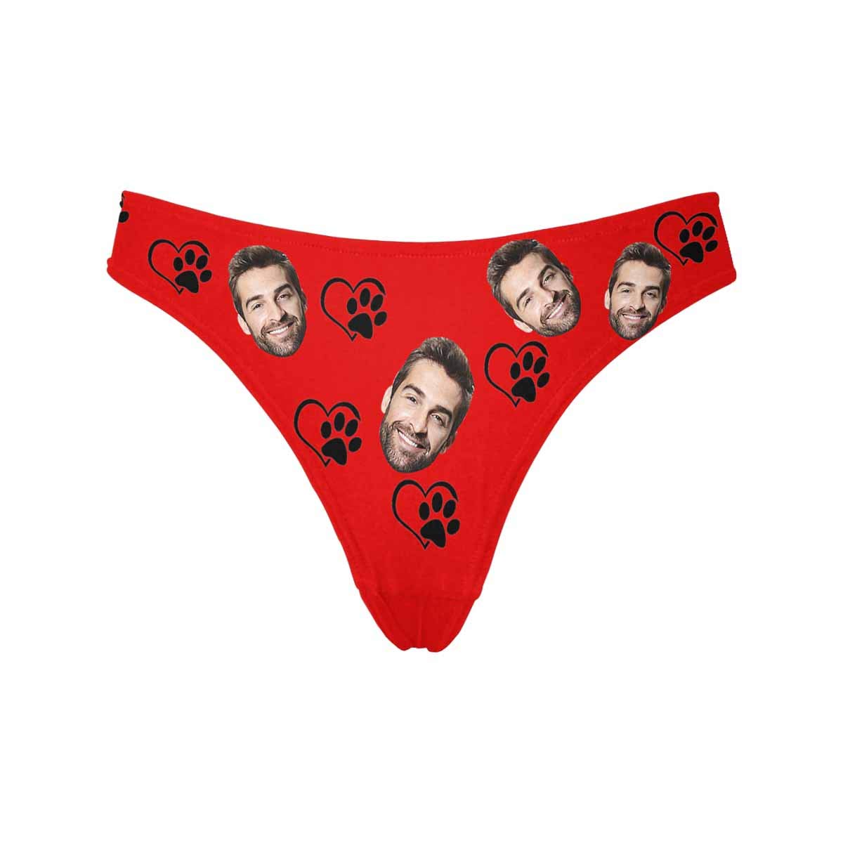 Custom Red Rose Navy Blue Funny Boyfriend Face Women's Thong G-String Underwear - Sexy Lingerie for Valentine's Day, Anniversary & Romantic Gifts (XS-XXXL)