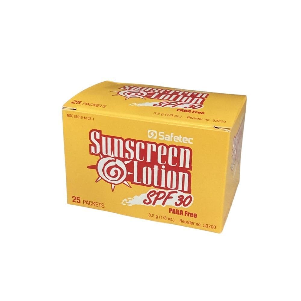Safetec SPF 30+ Sunscreen Lotion for Sensitive Skin - 25 Single-Use Packets | Fragrance-Free, Hypoallergenic Sun Protection for Face & Body | Ideal for Outdoor Activities, Travel, and Daily UV Defense