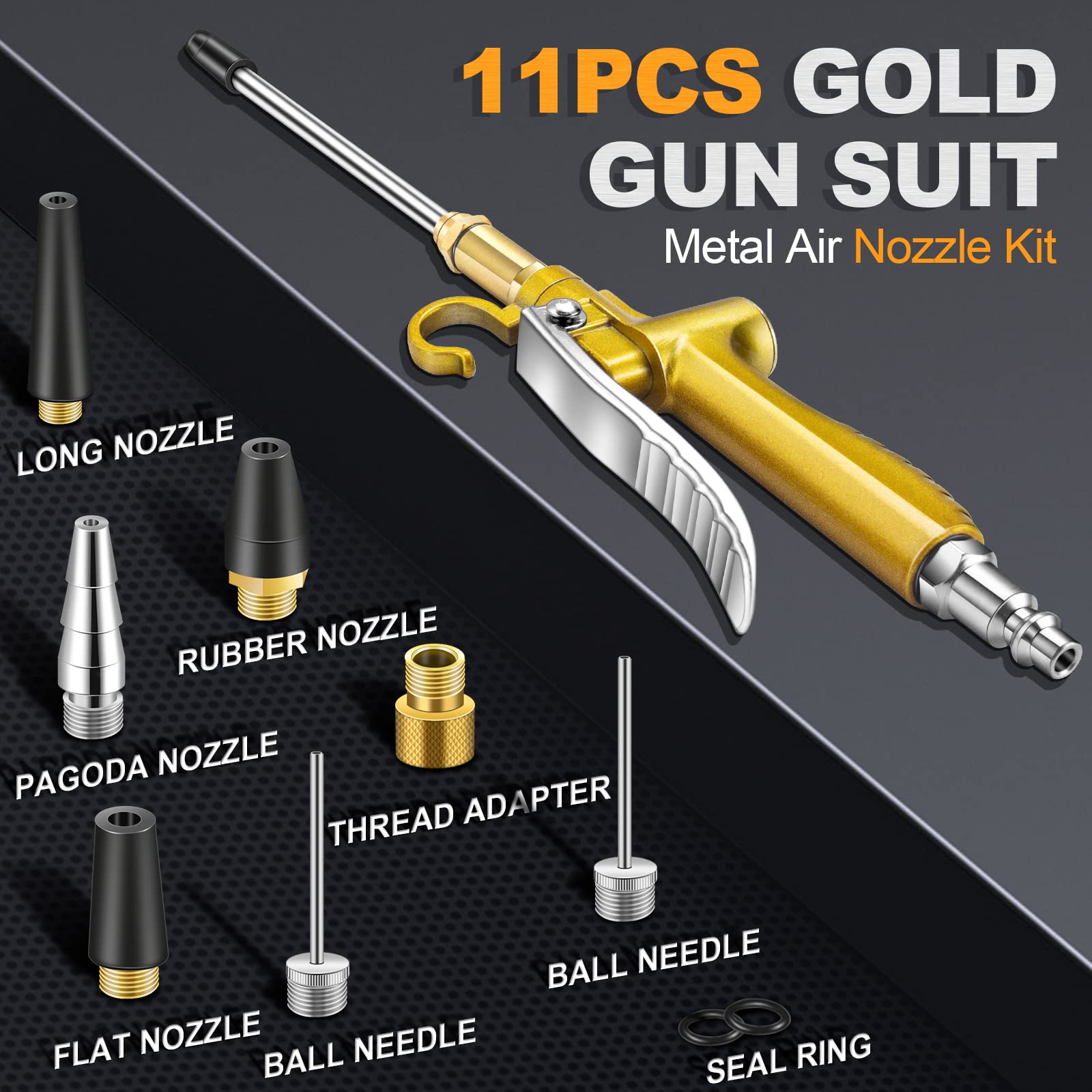 11-Piece Industrial Air Blow Gun Kit with 4.8