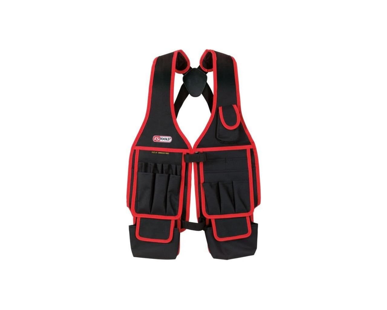 KS TOOLS 850.0303 Universal Work Waistcoat - Adjustable One Size Fits Most - Durable Clear Tool Vest for Electricians, Construction & DIY Projects - Perfect for Organizing Tools On The Job Site
