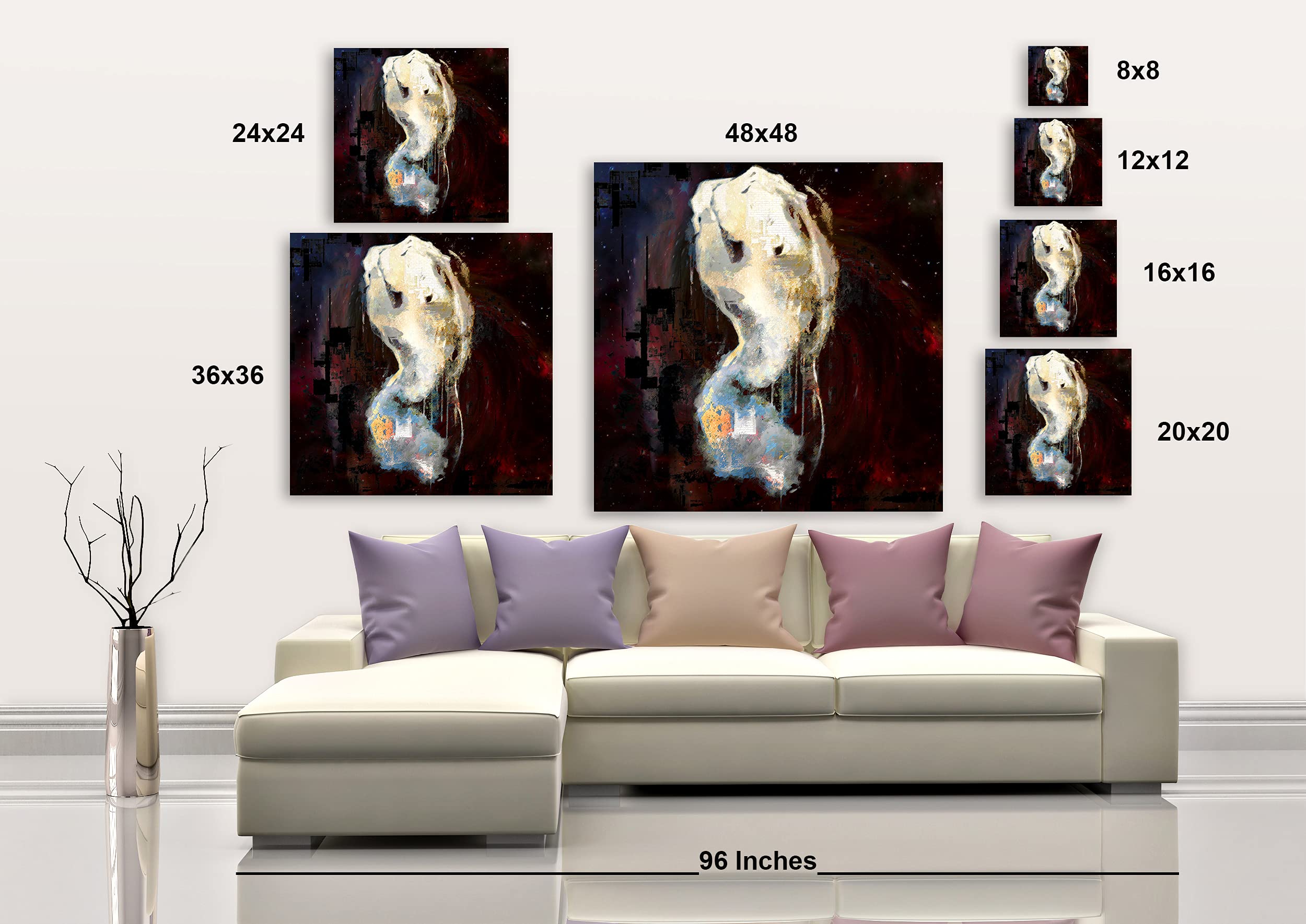Beyond Beauty II Square Wrapped Canvas Wall Art Print - Modern Home Decor for Living Room, Bedroom & Office - Ready to Hang Abstract Painting