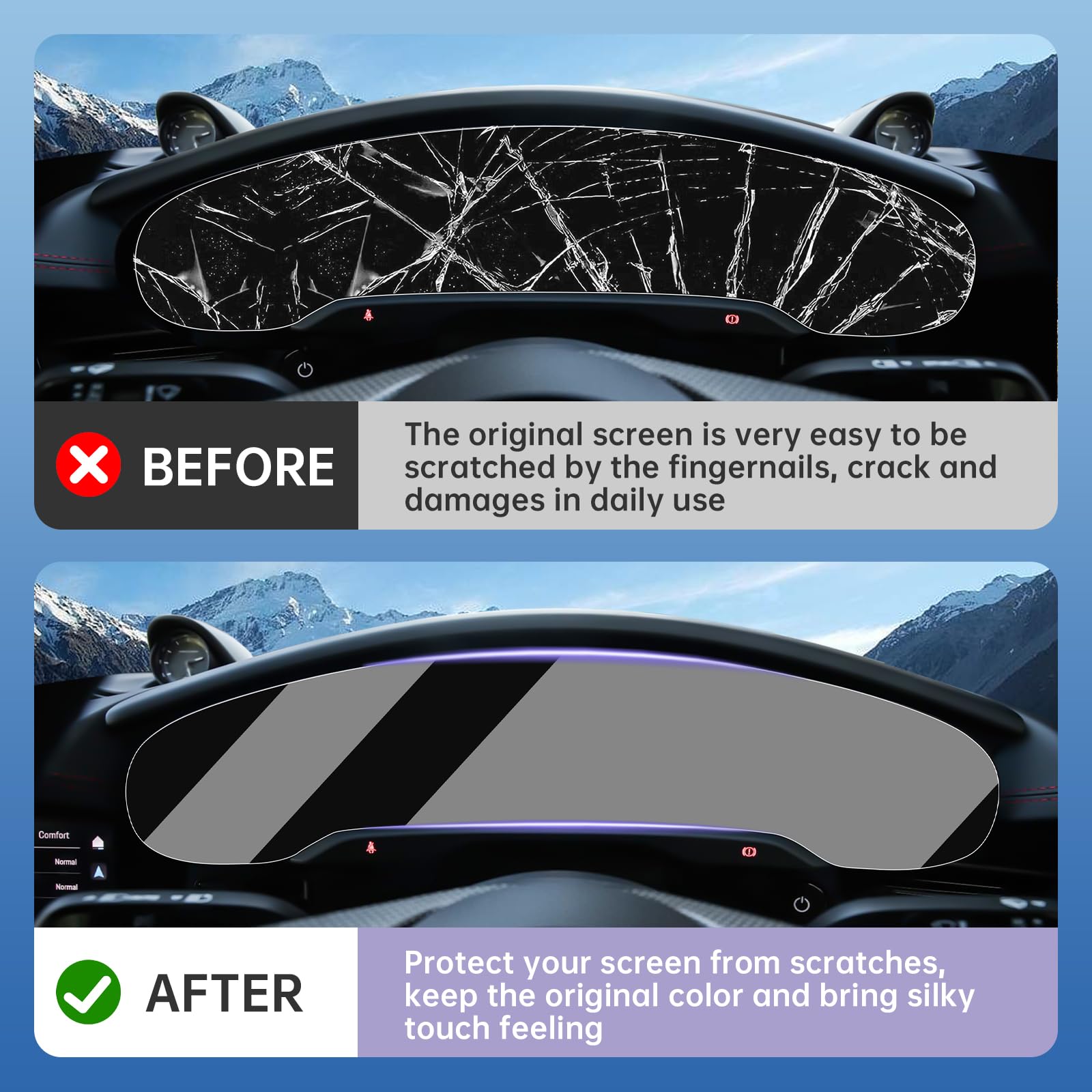 LUWU Porsche Taycan Touchscreen Protector - TPU Plastic Anti-Scratch Film for Front Climate Control Screen | Perfect for Daily Driving & Extreme Weather Protection