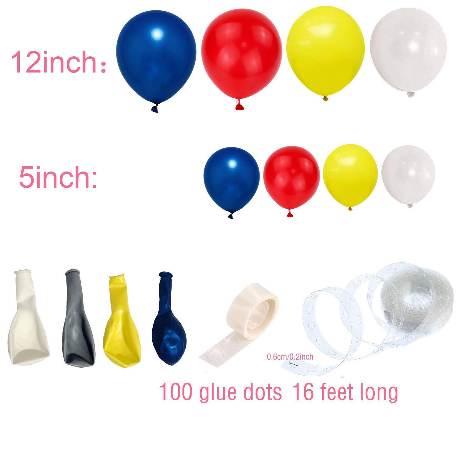 102-Piece Blue & White Balloon Arch Kit - 12 Inch Royal Blue, White, Yellow Balloons for Baby Showers & Birthday Decorations | Perfect for Blue-Themed Baby Showers, Boy Birthdays, Gender Reveals & Party Backdrops