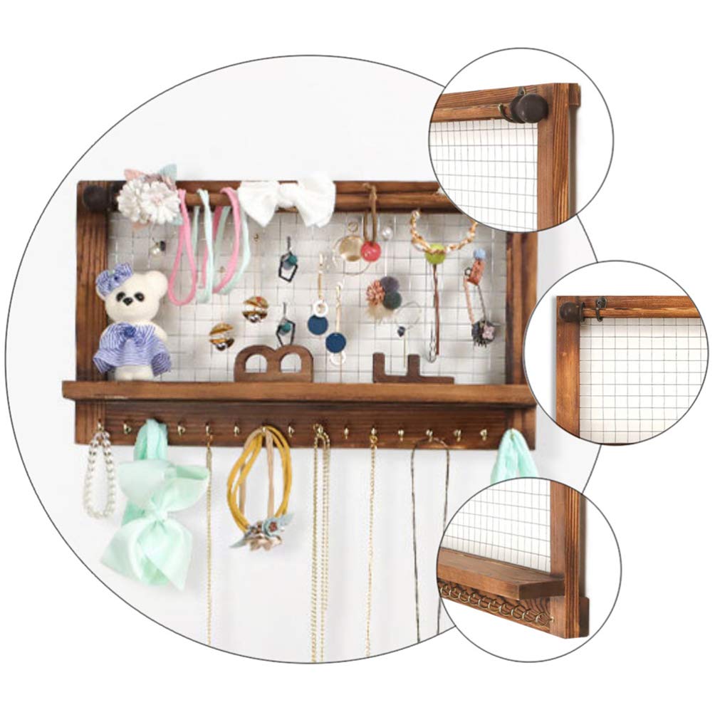 Cabilock Wooden Jewelry Stand Display Holder - Elegant Jewelry Organizer for Necklaces, Rings, Earrings | Perfect for Boutique, Home Decor & Gift Display