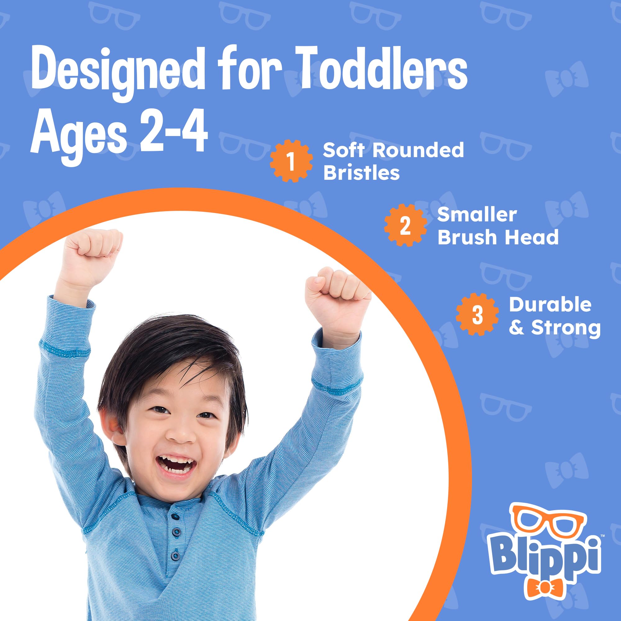Blippi Kids Toothbrushes for Toddlers 2-4 Years - Soft Bristle Manual Toothbrush Set of 3 - Fun & Safe Brushing for Children - Perfect for Home, Travel & School