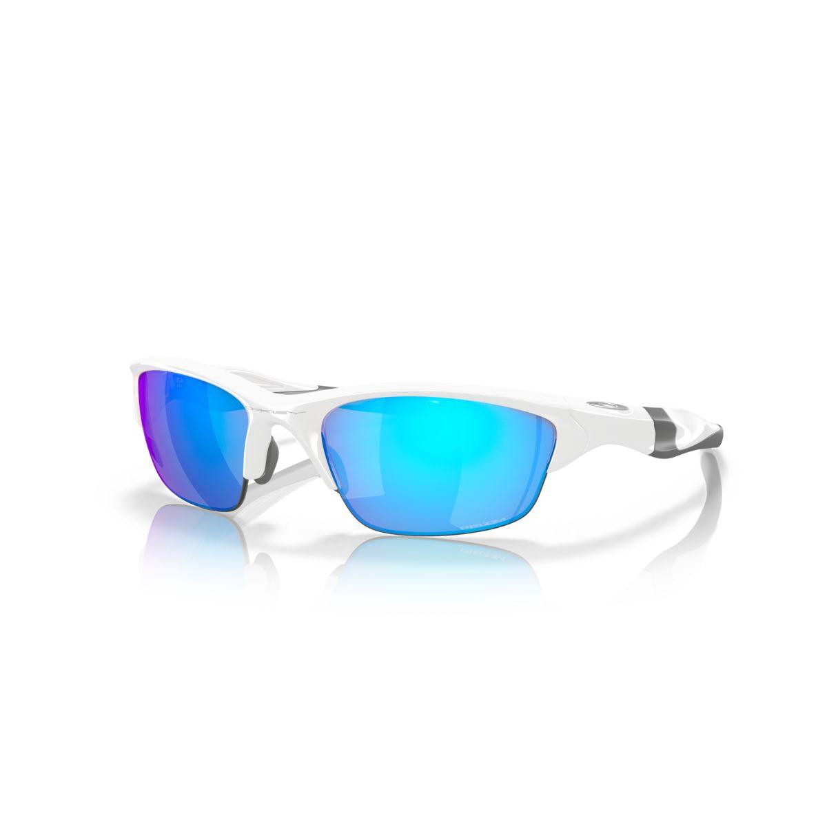 Oakley Half Jacket 2.0 Sunglasses - Low Bridge Fit, White Frame with Prizm Sapphire Lenses (Model 0OO9153 915330) for Running, Cycling & Outdoor Sports