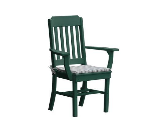 A & L Furniture Traditional Dining Chair with Arms - Solid Wood Upholstered Seat - Elegant Home Dining Room Furniture for Family Gatherings & Dinner Parties