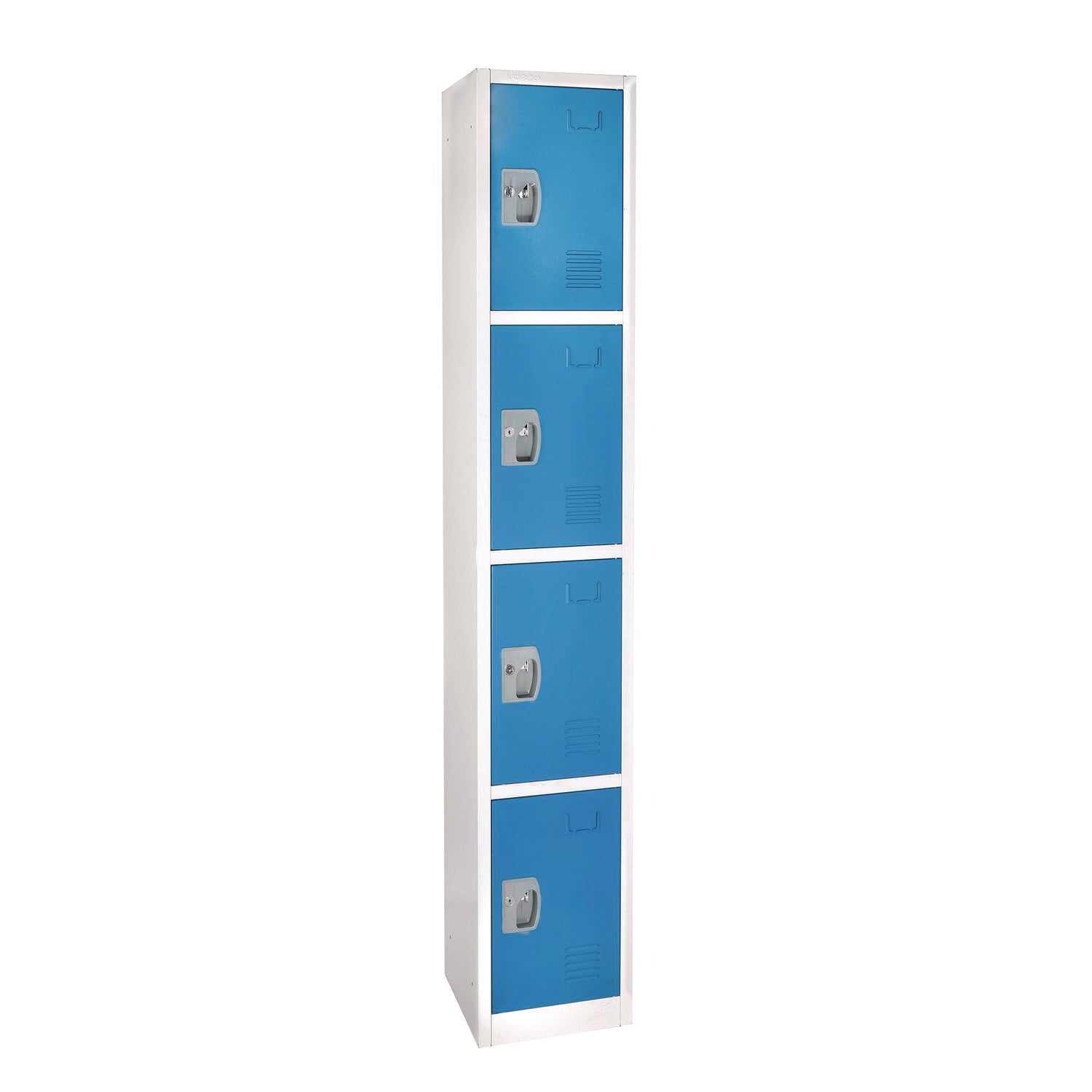 Steel Storage Locker with 4 Compartments - 12 x 12 x 72 Inches, Blue - Heavy-Duty School Gym & Office Organization Locker for Sports Equipment, Books & Supplies