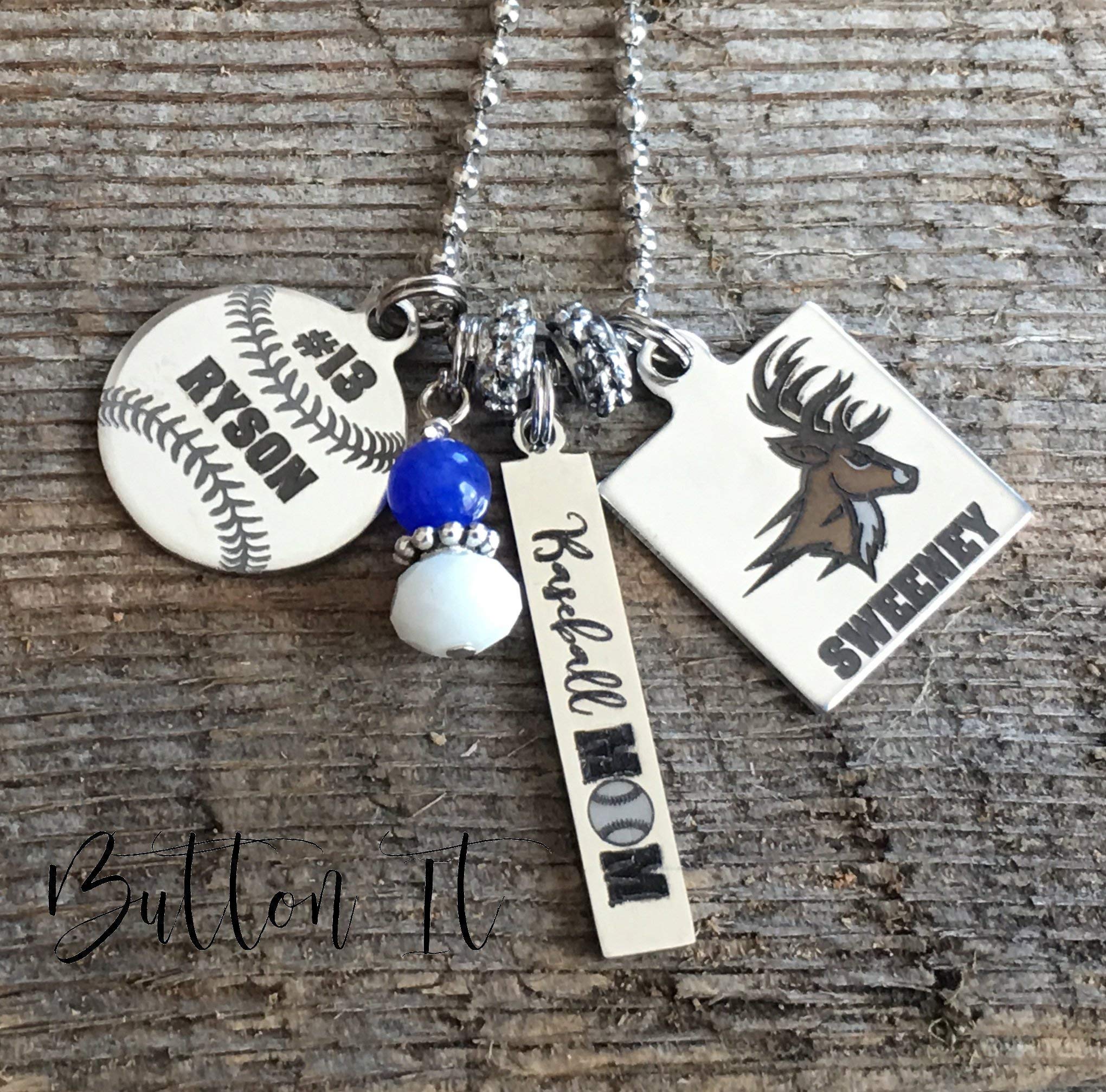 Baseball Mom Jewelry & Football Mom Necklace - Personalized Team Number Charm with Mascot & Team Colors - Perfect Birthday Gift for Sports Moms | Game Day Spirit Wear & Sideline Accessories