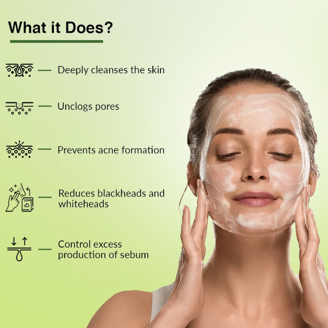 Clarica Neem Face Wash for Acne Prone Skin - Sulfate & Paraben Free Anti Acne Cleanser with Tea Tree Oil for Oily & Sensitive Skin - 125ml for Women & Men | Daily Deep Cleansing & Pore Minimizing Skincare Routine