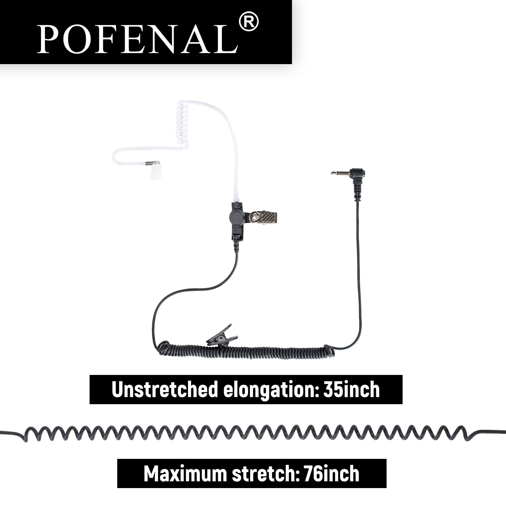 Professional Walkie Talkie Earpiece Headset - Clear Acoustic Tube with Retaining Clip & Medium Earmold (3.5mm Jack, 1 Pack) for Security, Construction, and Event Staff Communication
