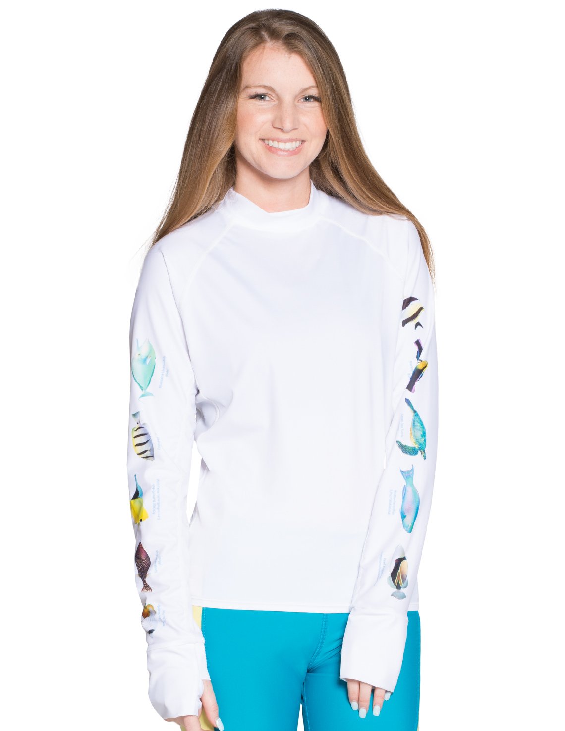 Tuga Women's Snorkel Rash Guard UPF 50+ - Hawaii Fish Print Swim Shirt for Snorkeling & Beach Activities - Made in USA