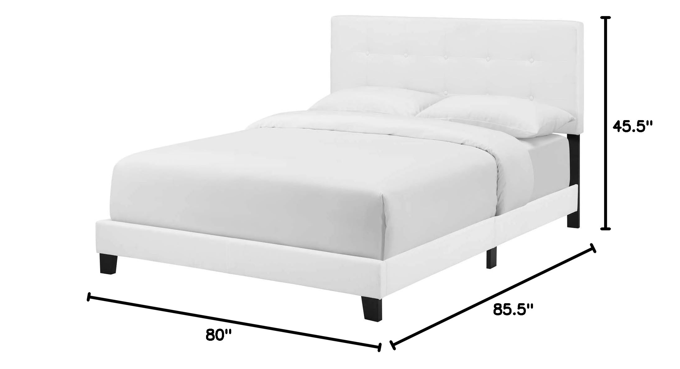 Modern Contemporary Urban Design White Fabric Platform Bed Frame - Perfect for Minimalist and Scandi Bedroom Styles