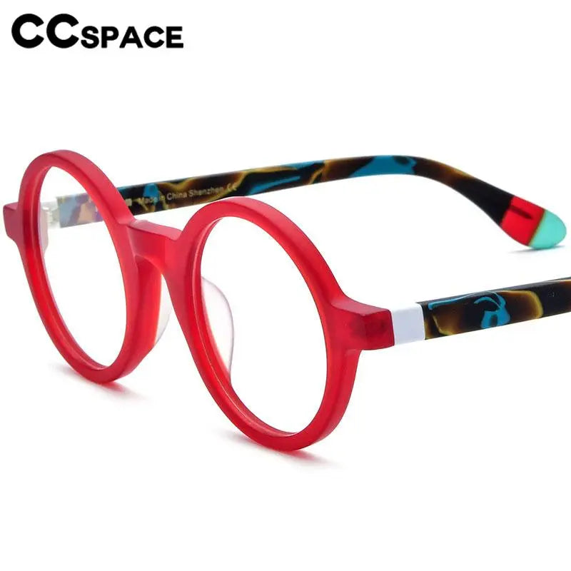 CCspace Unisex Full Rim Round Acetate Eyeglasses 56919 - Stylish & Lightweight Frame for Men & Women - Perfect for Reading, Work, and Everyday Fashion