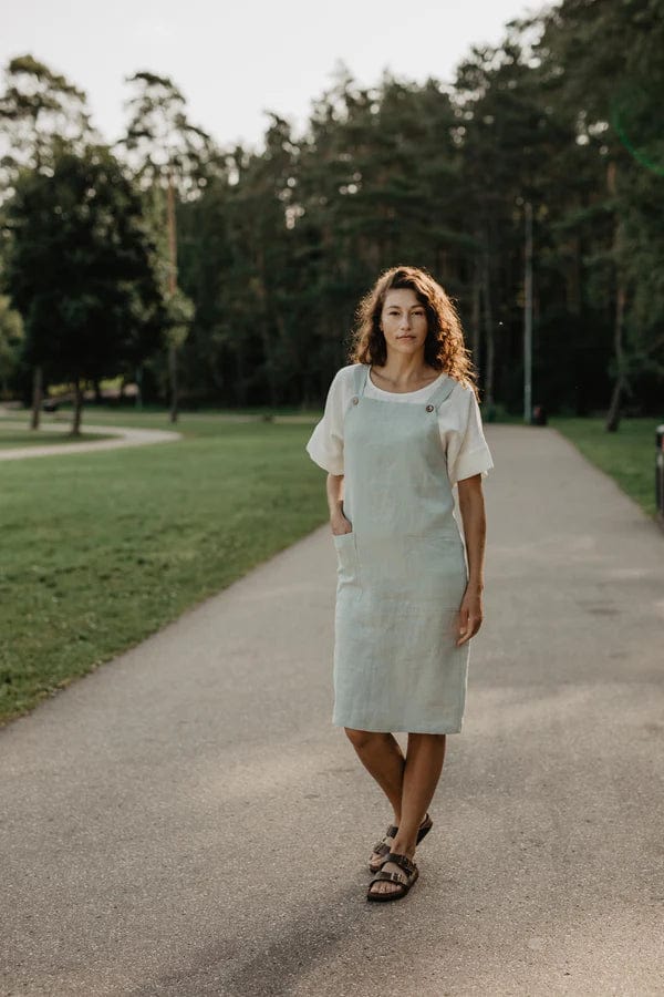 Elegant Jade Women's Linen Apron Dress - Breathable & Stylish in Multiple Colors | Perfect for Cooking, Gardening & Boho Chic Outfits