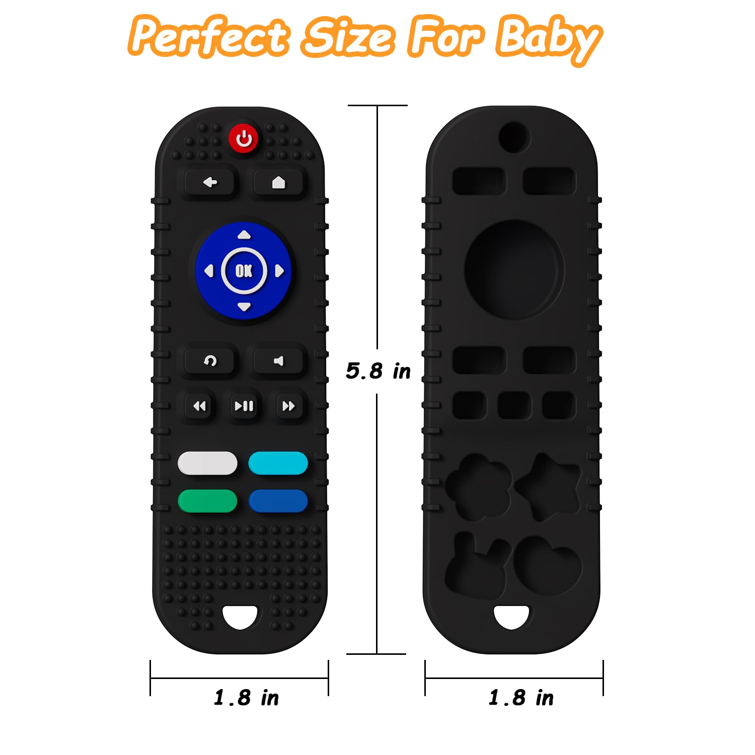 **Soft Silicone Teething Toys for Babies 6-12 Months - Safe & BPA-Free Chew Toys for Toddlers, Boys & Girls | Remote Control Shape Teether Gift Set (Black) | Perfect for Soothing Sore Gums & Encouraging Sensory Play**