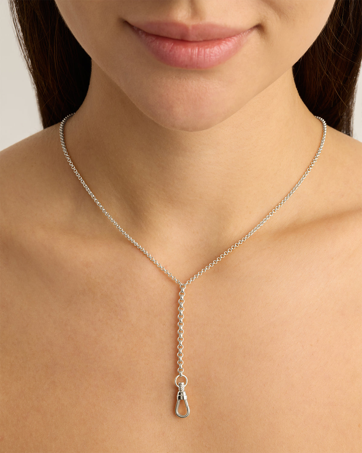 Your Story Sterling Silver Albert Clasp Lariat Necklace - Elegant Layered Jewelry for Women, Perfect for Date Night & Special Occasions