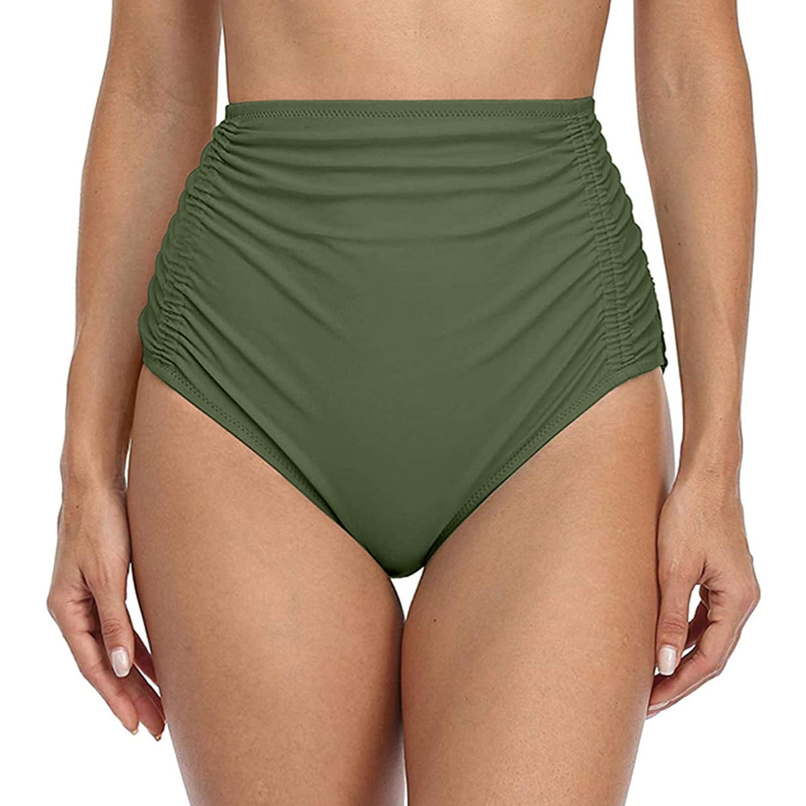 DFHYAR Women's High Waist Bikini Swim Briefs - Running & Beach Shorts with Ruched Sides - Wrinkle-Resistant Quick-Dry Activewear for Swimming, Yoga, and Summer Vacations