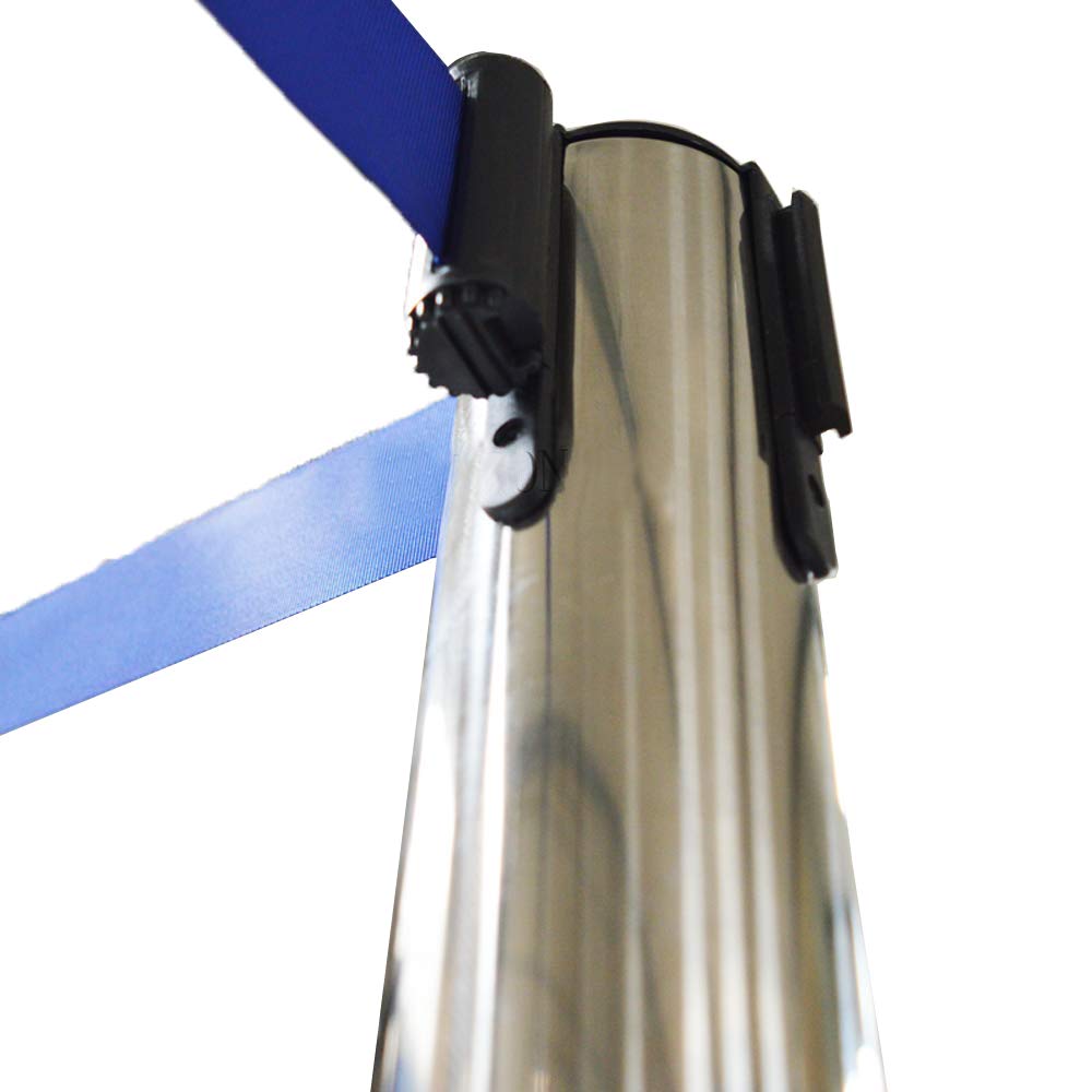 INTSUPERMAI 6-Pack Retractable Belt Stanchion Posts with Blue Queue Belts - Stainless Steel Crowd Control Barriers for Events, Banks & Retail Stores