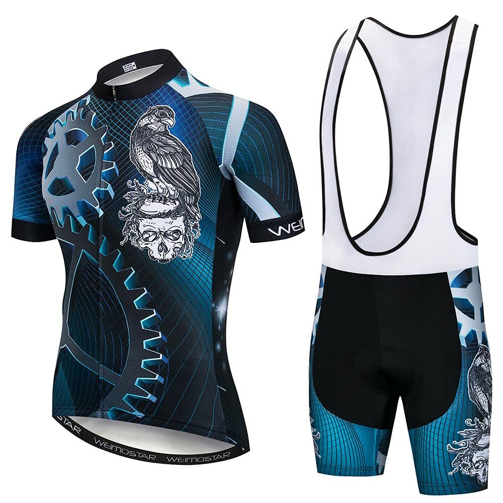 SUDUSUDO Men's Cycling Jersey & Bib Shorts Set - Breathable Bike Shirt with 20D Padded Shorts for Road & Mountain Biking - Comfortable Cycling Outfit for Training & Racing
