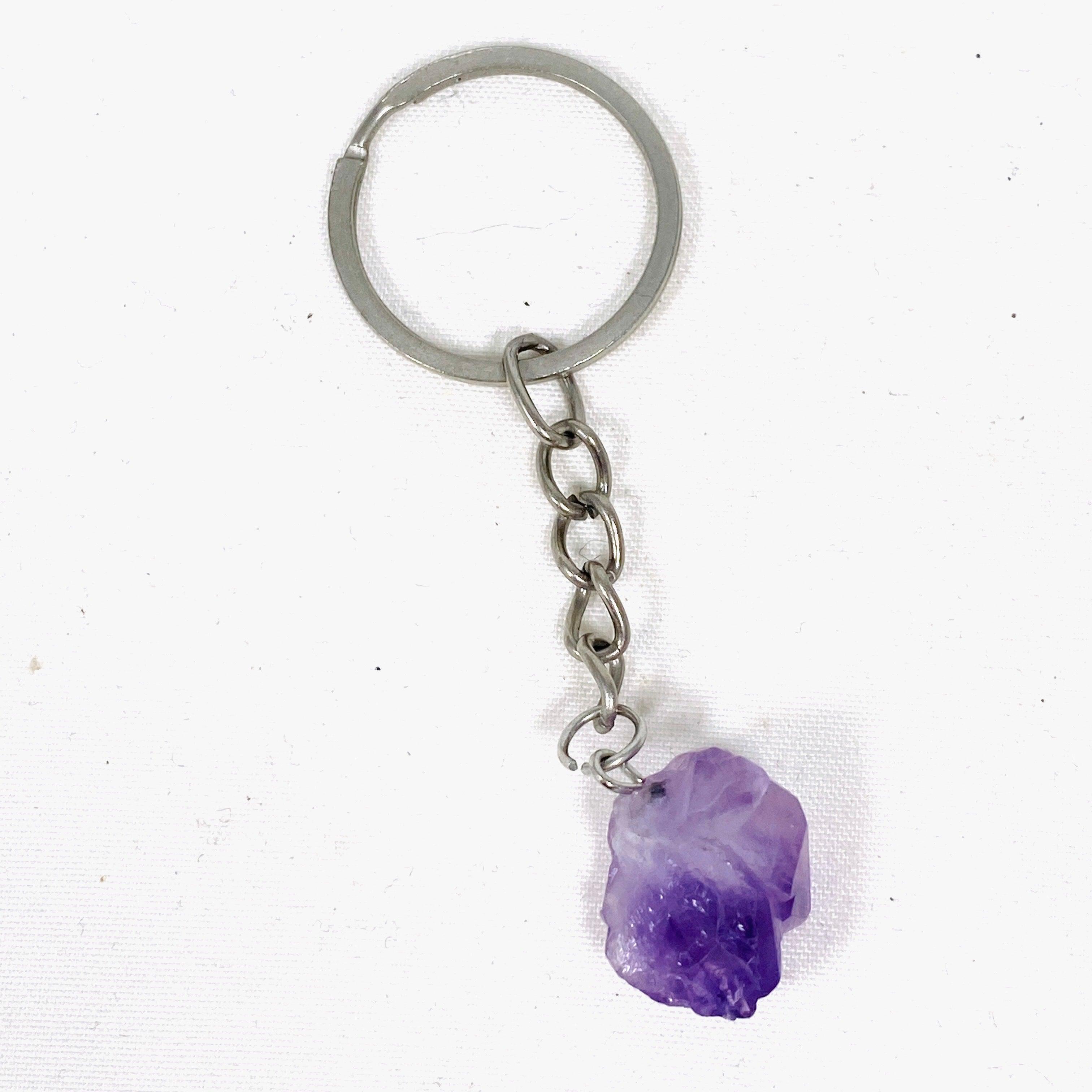 Natural Amethyst Crystal Keychain for Women & Men - Healing Stone Key Ring for Protection, Stress Relief & Positive Energy | Perfect Gift for Travel, Home & Office