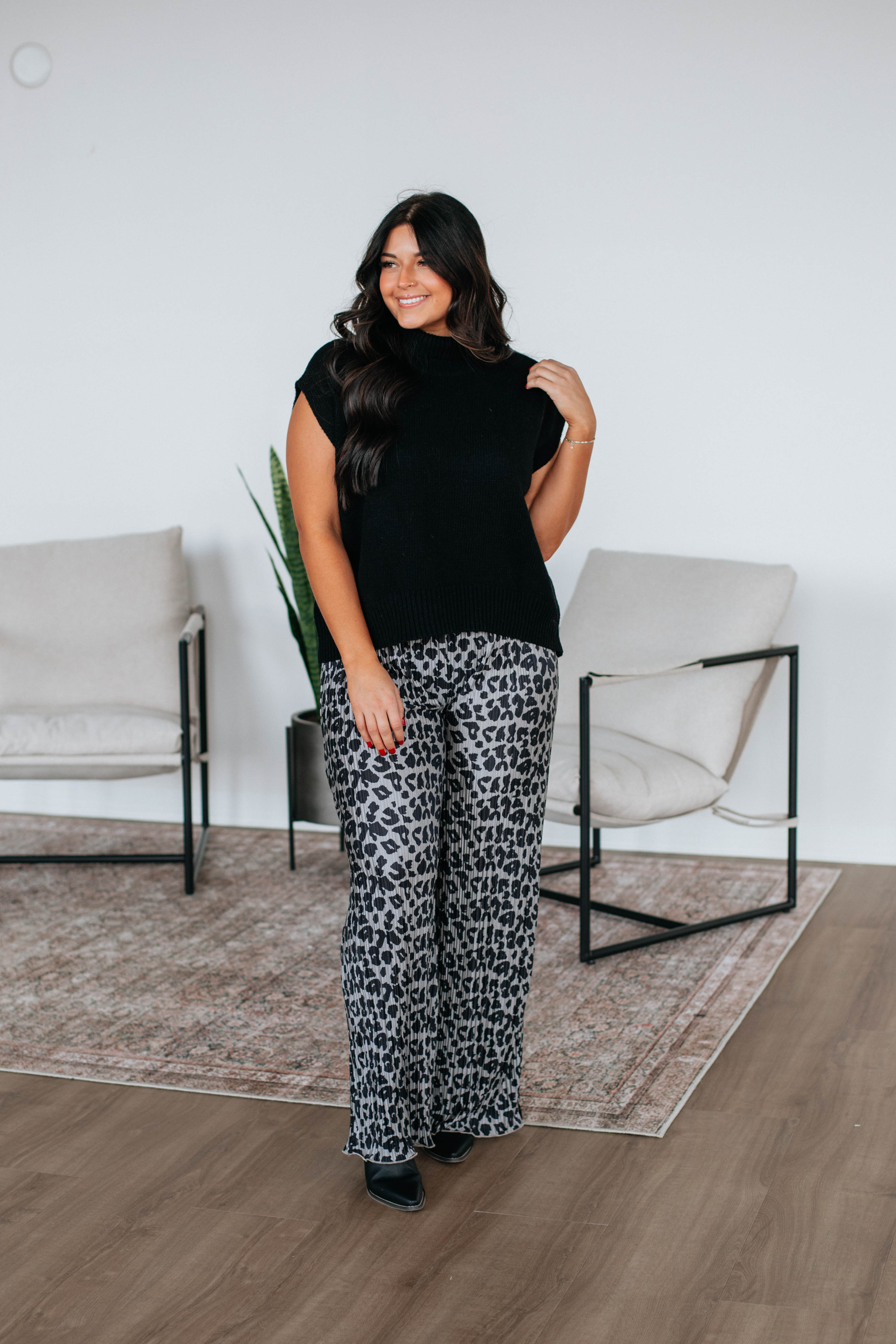 Francesca Women's Leopard Print High Waisted Stretch Pants - Comfortable & Stylish for Work, Casual Outfits & Night Out