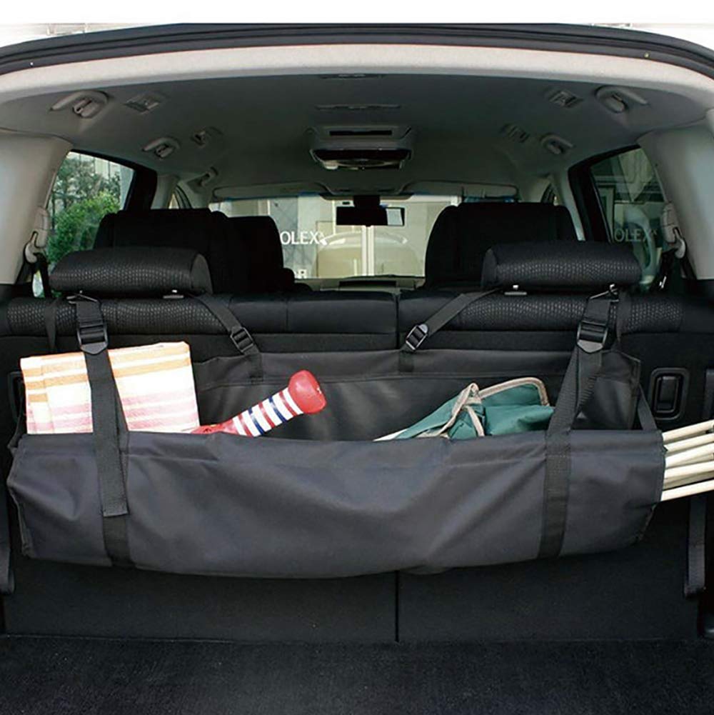 J&C Car Trunk Organizer - Super Capacity Hanging Storage for SUV, Truck, Van, Sedan | Durable & Foldable | Keep Your Car Neat & Tidy | Perfect for Road Trips, Groceries & Sports Equipment