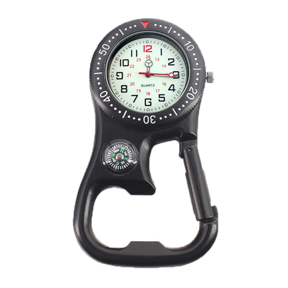 Baluue Clip-On Watch with Bottle Opener - Lightweight Durable Fob Watch for Men & Women - Perfect for Backpacking, Camping & Outdoor Adventures (Black)