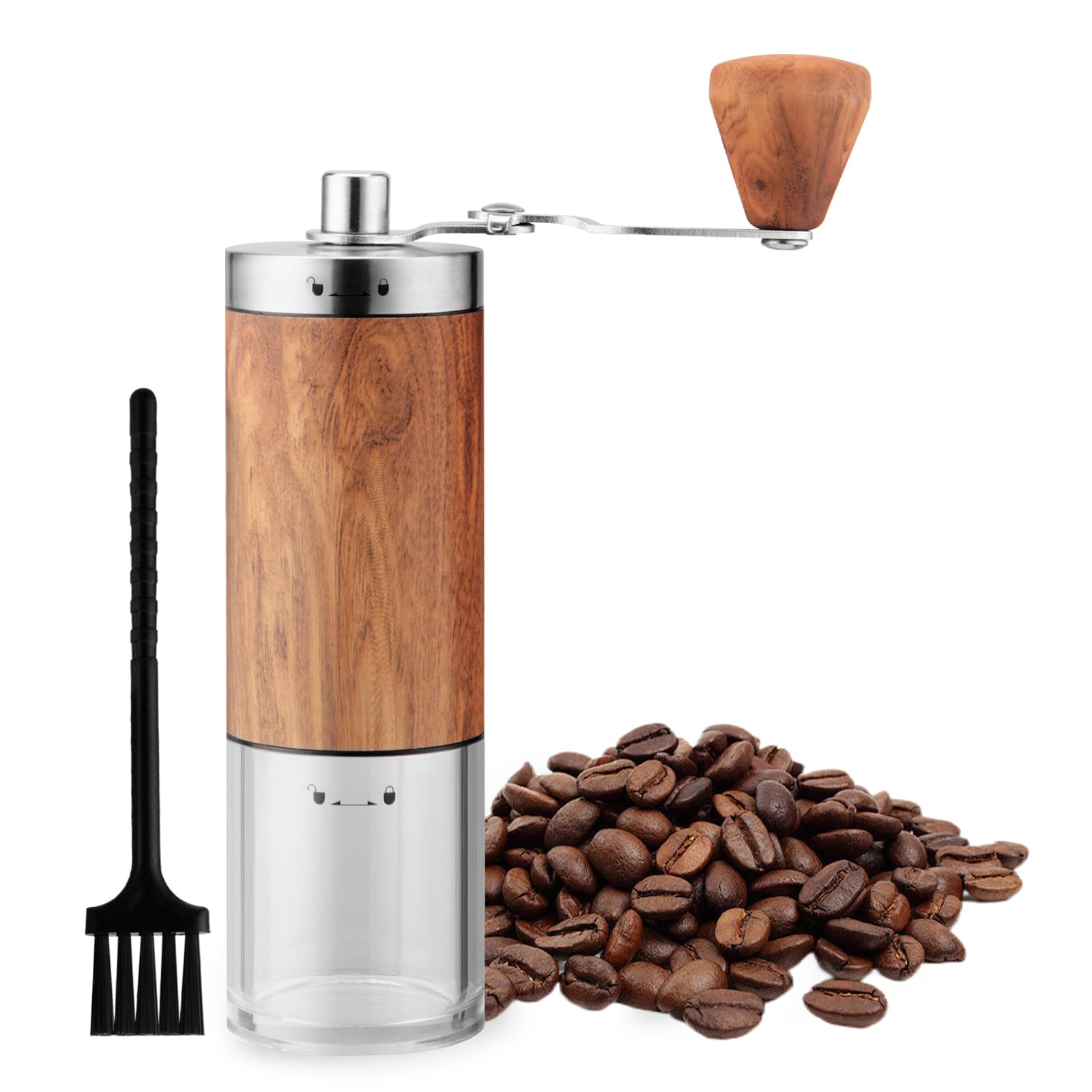 Premium Stainless Steel Manual Coffee Grinder - Adjustable Burr Mill for Espresso, French Press, Pour Over & Cold Brew - Portable Hand Crank Coffee Bean Grinder for Home, Camping, Travel & Office Use