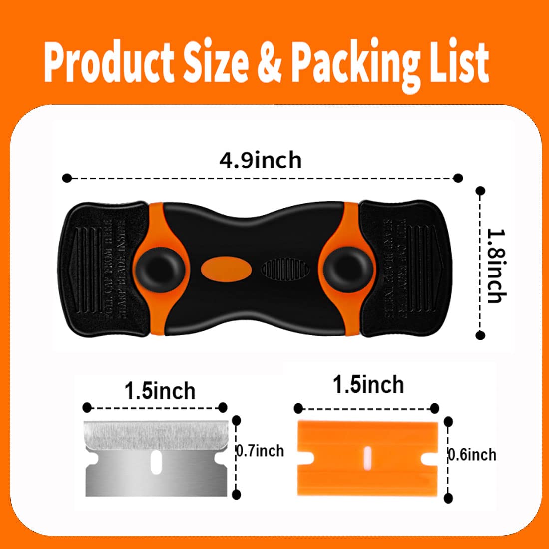 Hollraiku 2 Razor Blade Scraper - 40 Blades Double Edge Scraper Tool for Removing Stickers, Labels, Glue & Decals - Mini Plastic Scraper for Glass, Windows, Cooktops & Smooth Surfaces - Perfect for Home, Office & DIY Projects (GJCD42)