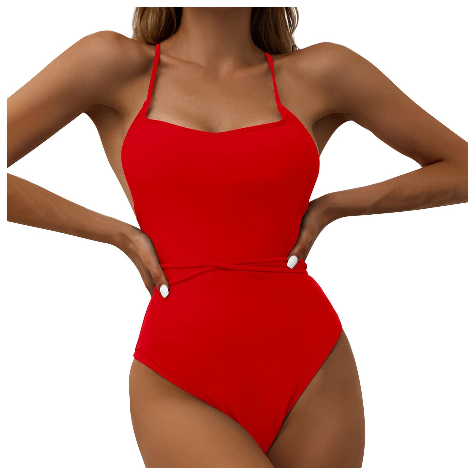 Plus Size One Piece Swimsuit for Women - High Waist Tummy Control Slimming Bathing Suit - Sexy Solid Color Swimwear for Beach, Pool & Vacation