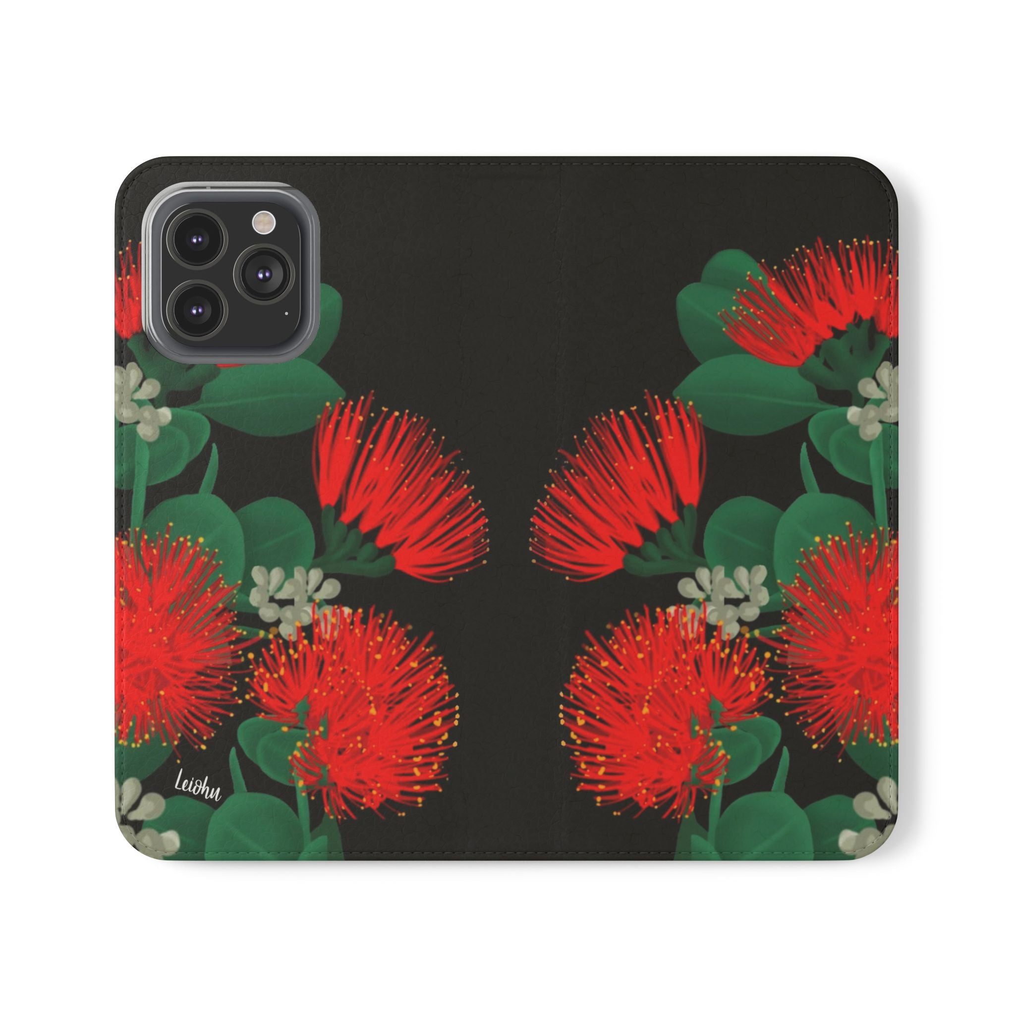 Ōhi'a Lehua Folio Case - Premium Hawaiian Wood Phone Cover for iPhone & Samsung | Perfect for Travel, Work & Everyday Protection
