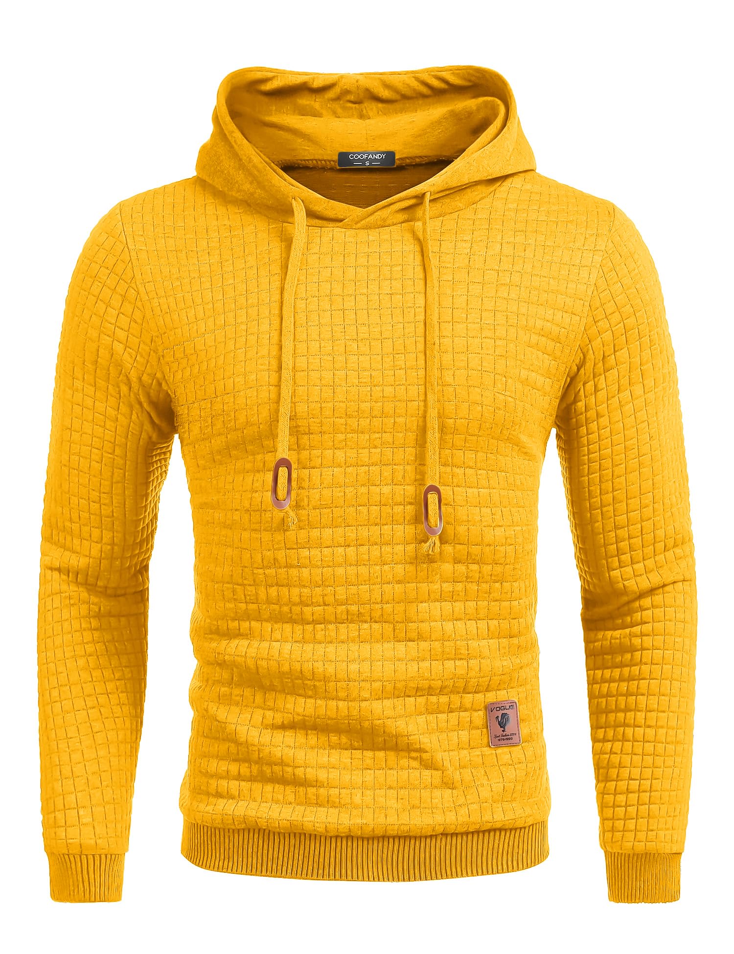 COOFANDY Men's Casual Hooded Sweatshirt - Long Sleeve Waffle Knit Pullover Hoodie with Drawstring | Perfect for Outdoor Activities, Streetwear & Lounge Wear