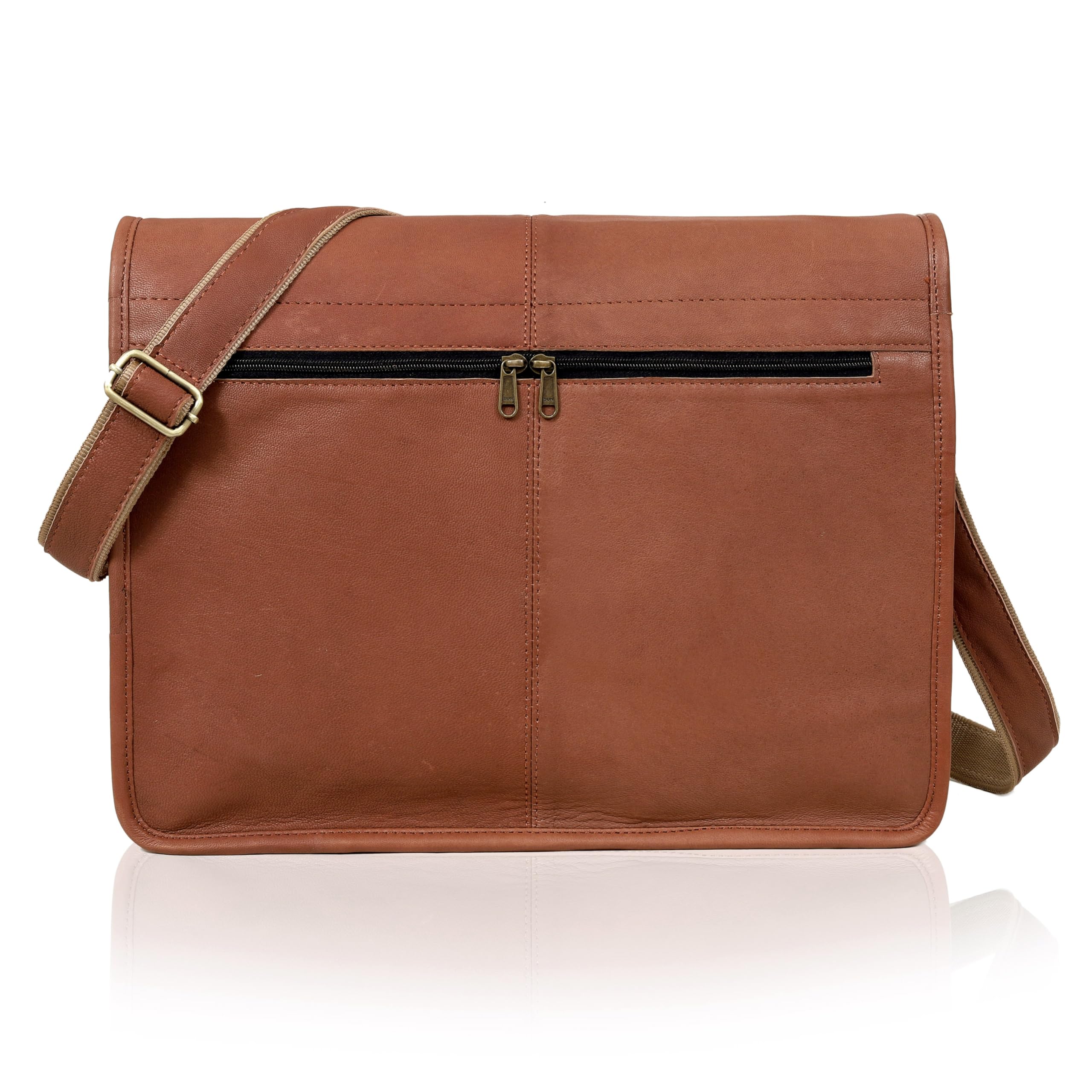 VC VINTAGE COUTURE 18 inch Genuine Leather Messenger Bag - Handmade Laptop Satchel with Padded Full Flap (Brown) | Perfect for Work, Travel & College Students