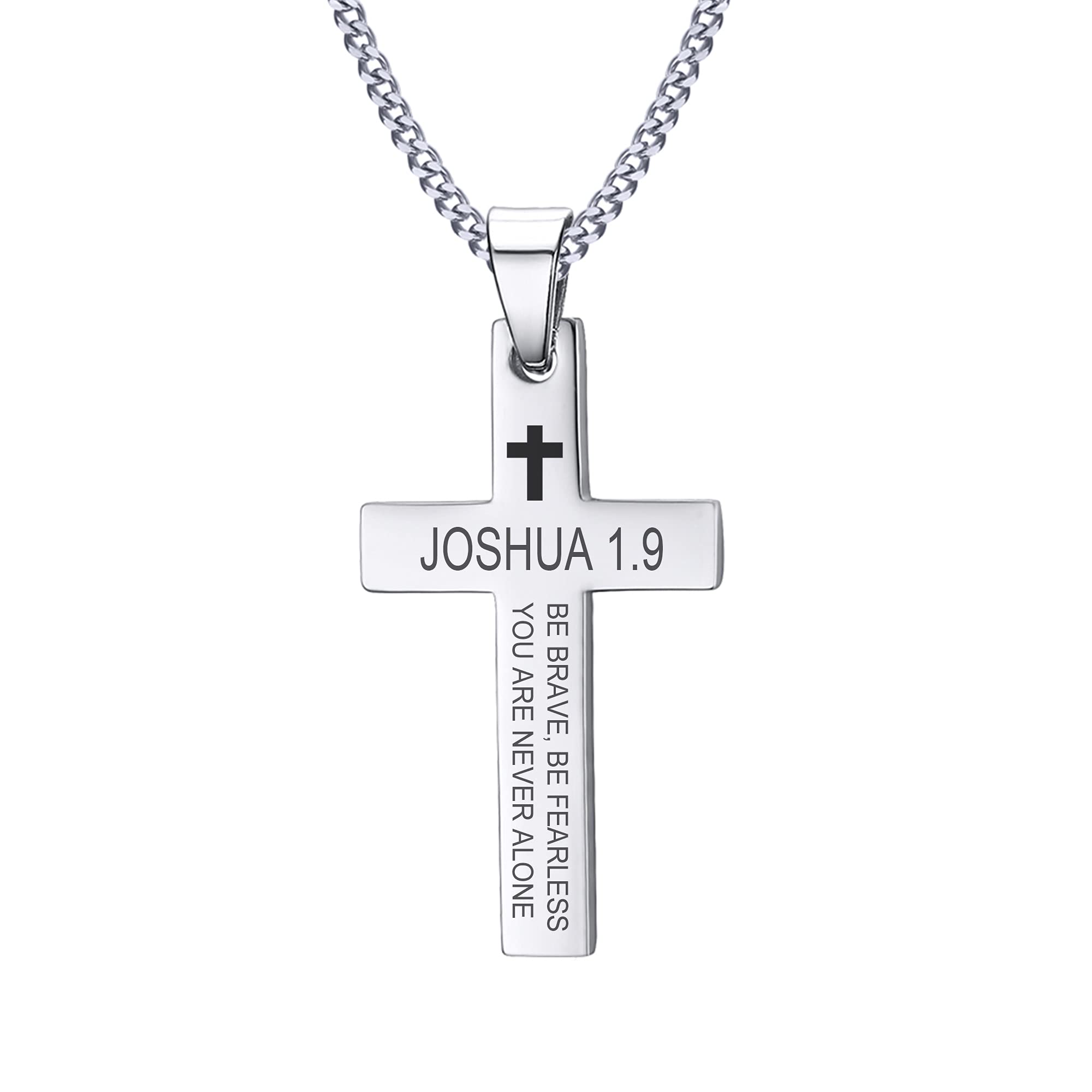 VNOX Christian Cross Necklace for Men & Women - Stainless Steel Bible Verse Jewelry for Baptism & Prayer Gifts