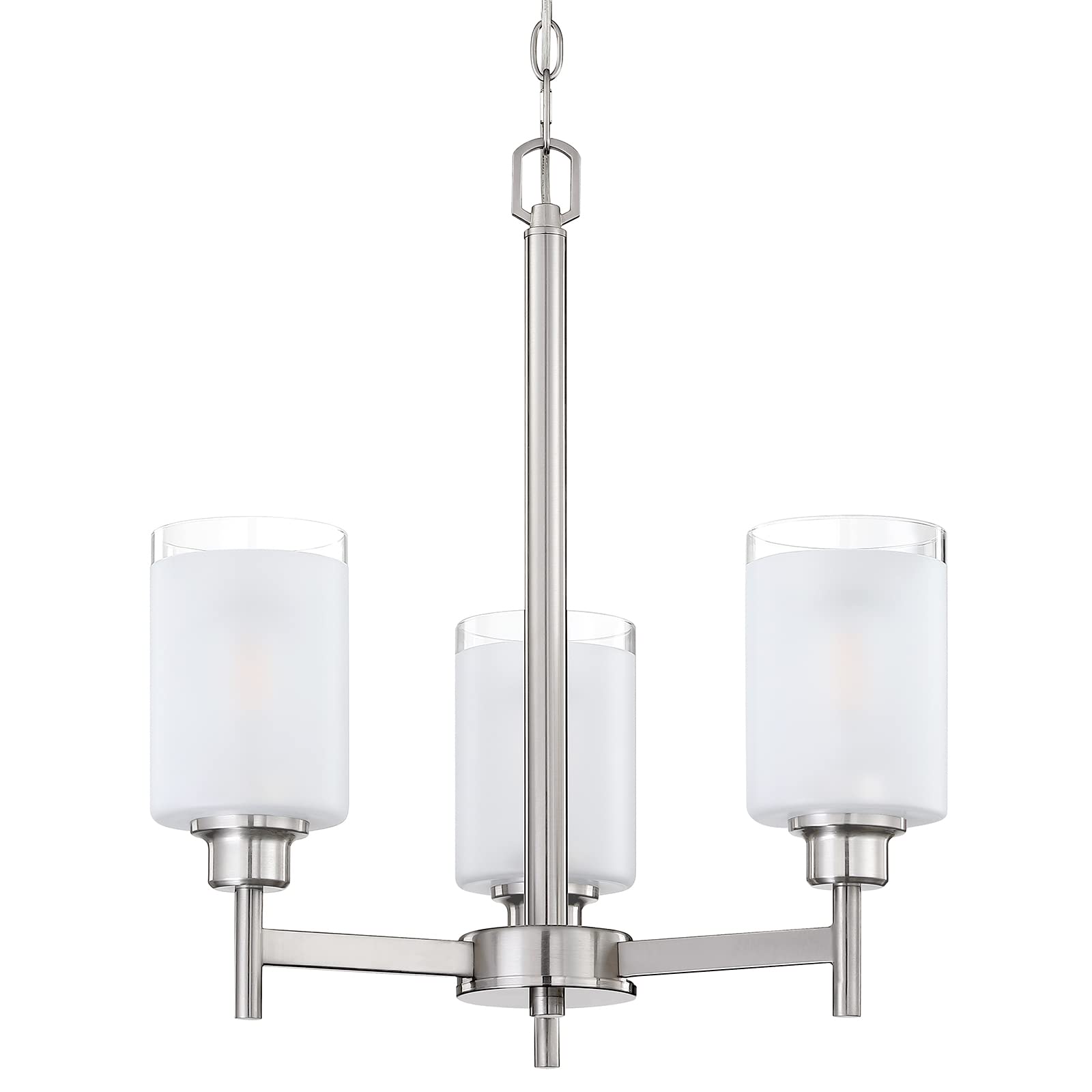 Doraimi Lighting 3-Light Chandelier - Brushed Nickel Finish, Classic Style Ceiling Light Fixture with Frosted Clear Glass Shade - Perfect for Dining Room, Meeting Room, or Over Table Lighting