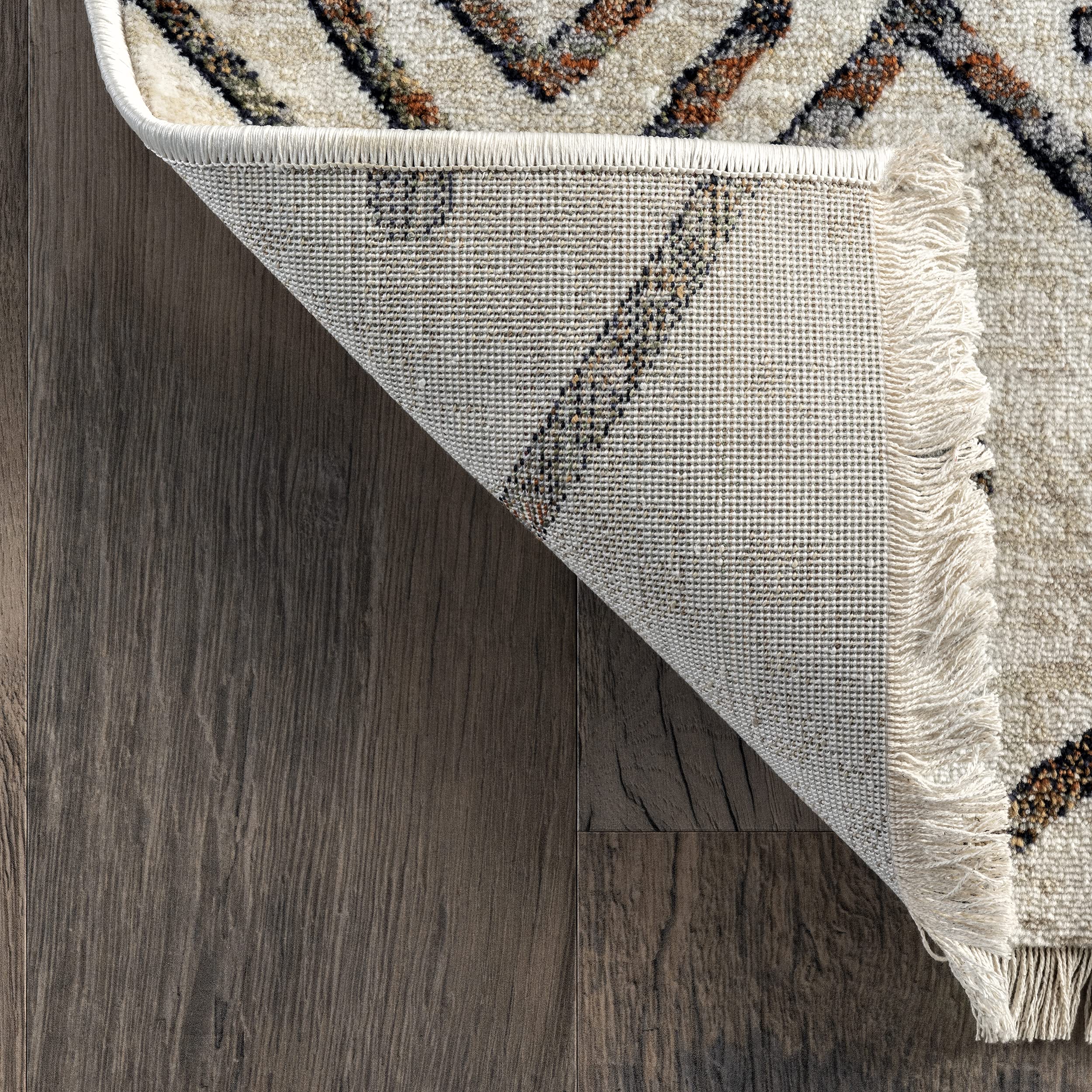 nuLOOM Fringed Performance Indoor Area Rug 7' x 10' - Power Loomed, Easy Clean, Durable & Non-Shedding - Kendra Beige - Perfect for Living Room, Bedroom & Home Decor