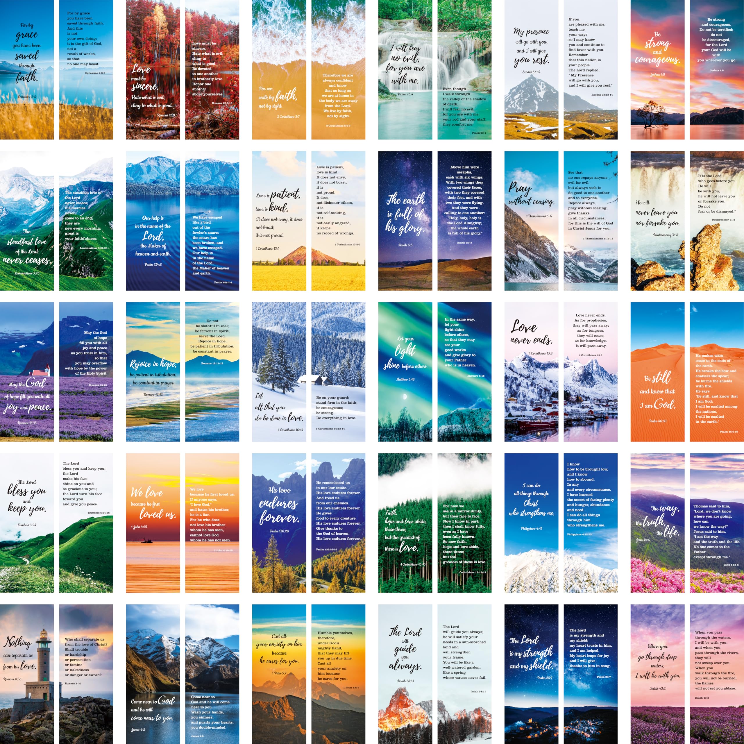 120 PCS Bible Bookmarks Set - 30 Unique Double-Sided Christian Scripture Verse Bookmarks for Women & Men - Inspirational Religious Gifts for Church, Bible Study, Office & Book Lovers (2.4” x 6.1”) - Perfect for Sunday School, Small Groups & Personal Devotion