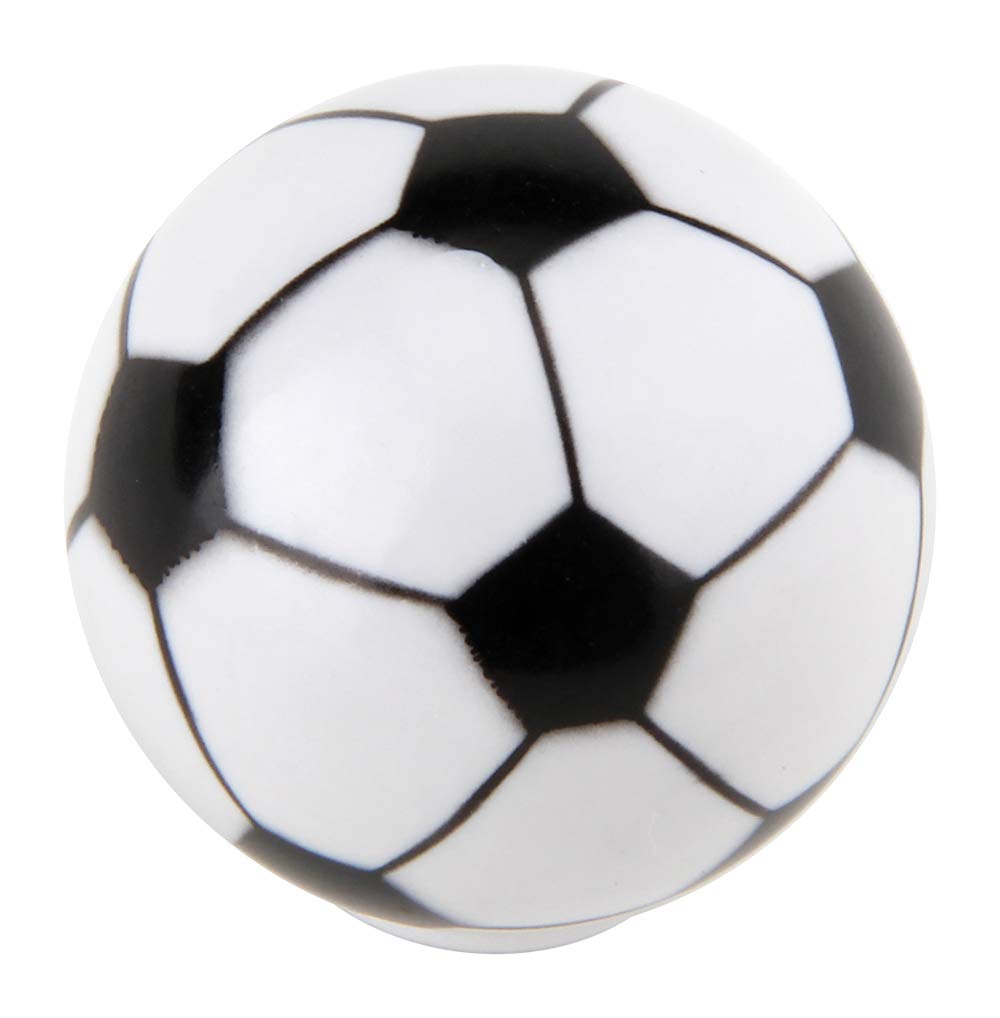 Silverline 6 Pack 1-1/4 Inch Sports Themed Cabinet Knobs for Boys - Soccer Drawer Pulls for Kids Dresser & Wardrobe - Perfect for Bedroom, Nursery, and Playroom Decor