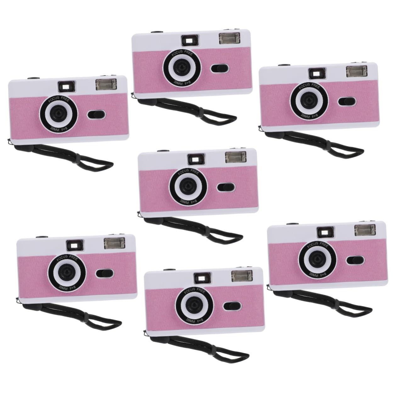 Homoyoyo 7-Piece Retro Film Camera Set - Vintage Plastic Build-in Flash Camera, Mini Travel Camera with Reusable Film - Perfect for Travel Photography, Parties & Vintage Style Photography (Vintage White Macaron ABS)