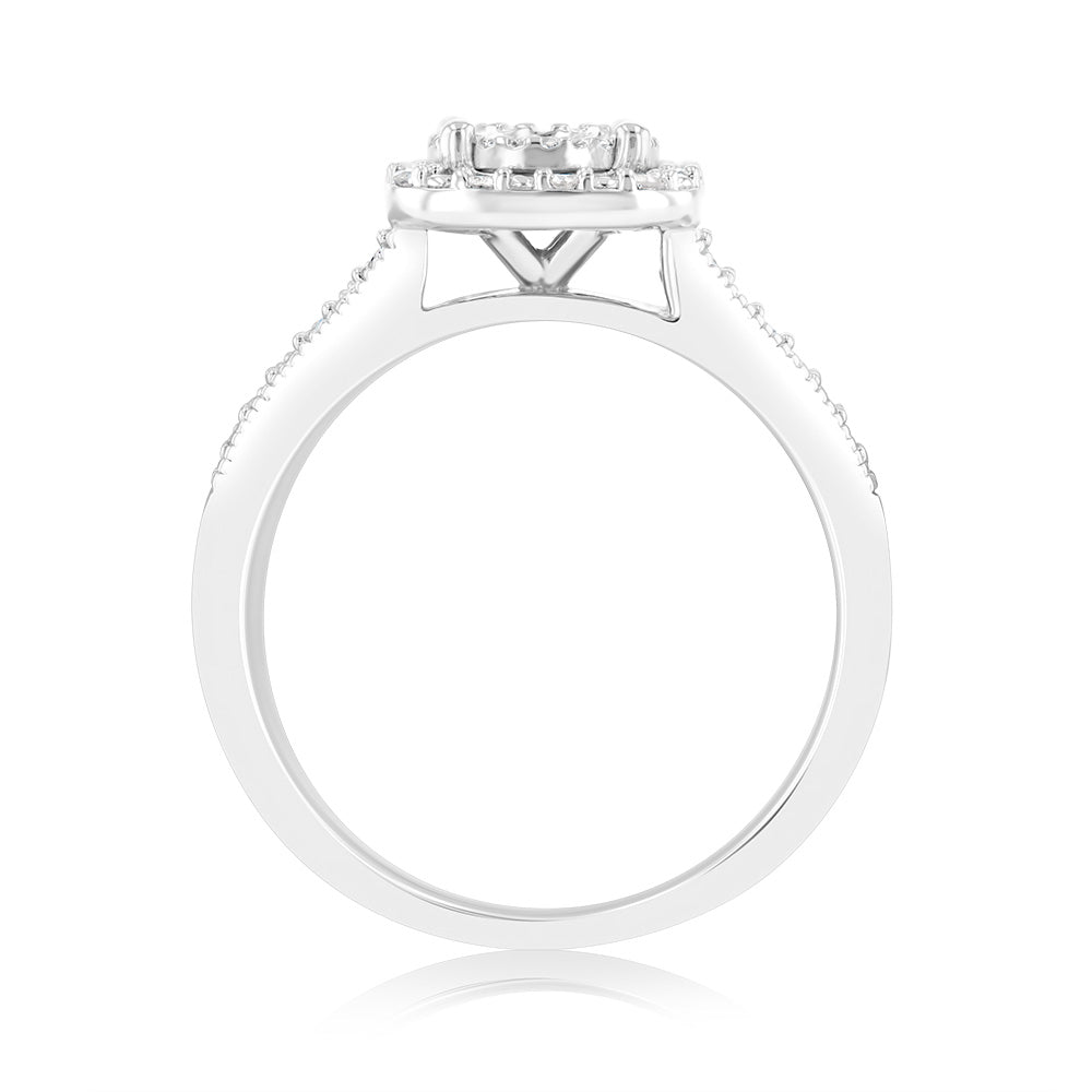1/4 Carat Diamond Engagement & Wedding Ring Set in Sterling Silver - Perfect for Proposals, Anniversaries and Bridal Jewelry Gifts