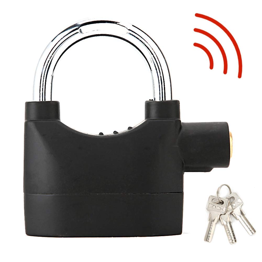 Universal 110dB Siren Alarm Lock - Zinc Alloy Anti-Theft Security Padlock for Motorcycle, Door & Window Protection | Loud Audible Alarm, Keyed Entry | Ideal for Home Security, Sheds, Garages & Outdoor Use (Black)