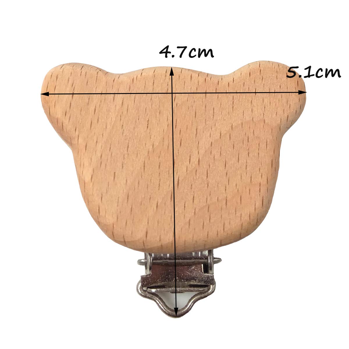 10pcs Natural Wooden Pacifier Clips - Cute Animal Shaped Beech Wood Pacifier Holder with DIY Beading - Safe & Durable for Babies (Bear Design) - Perfect for Nursery, Baby Showers & On-the-Go Parenting