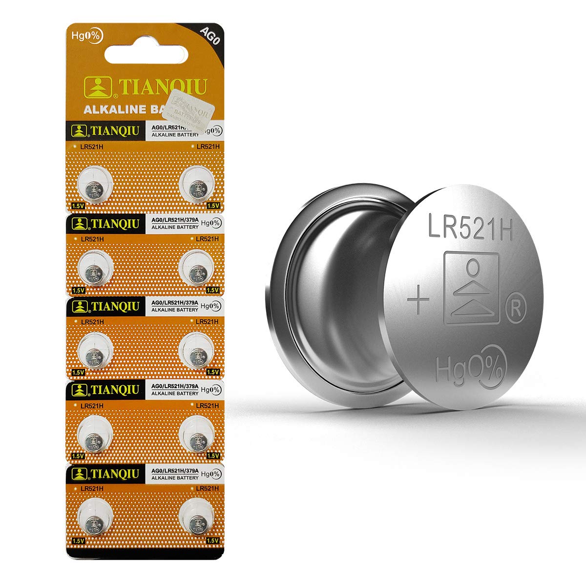 LR521H 379A AG0 Alkaline 1.5V Button Cell Batteries (10-Pack) - Long-Lasting Power for Watches, Calculators, Key Fobs & Small Electronics